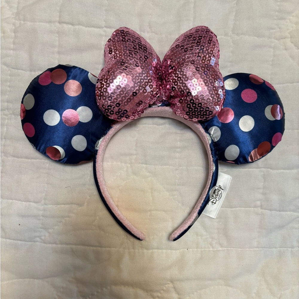 Disney Parks Blue/Pink Polka Dot Minnie Ear Headband